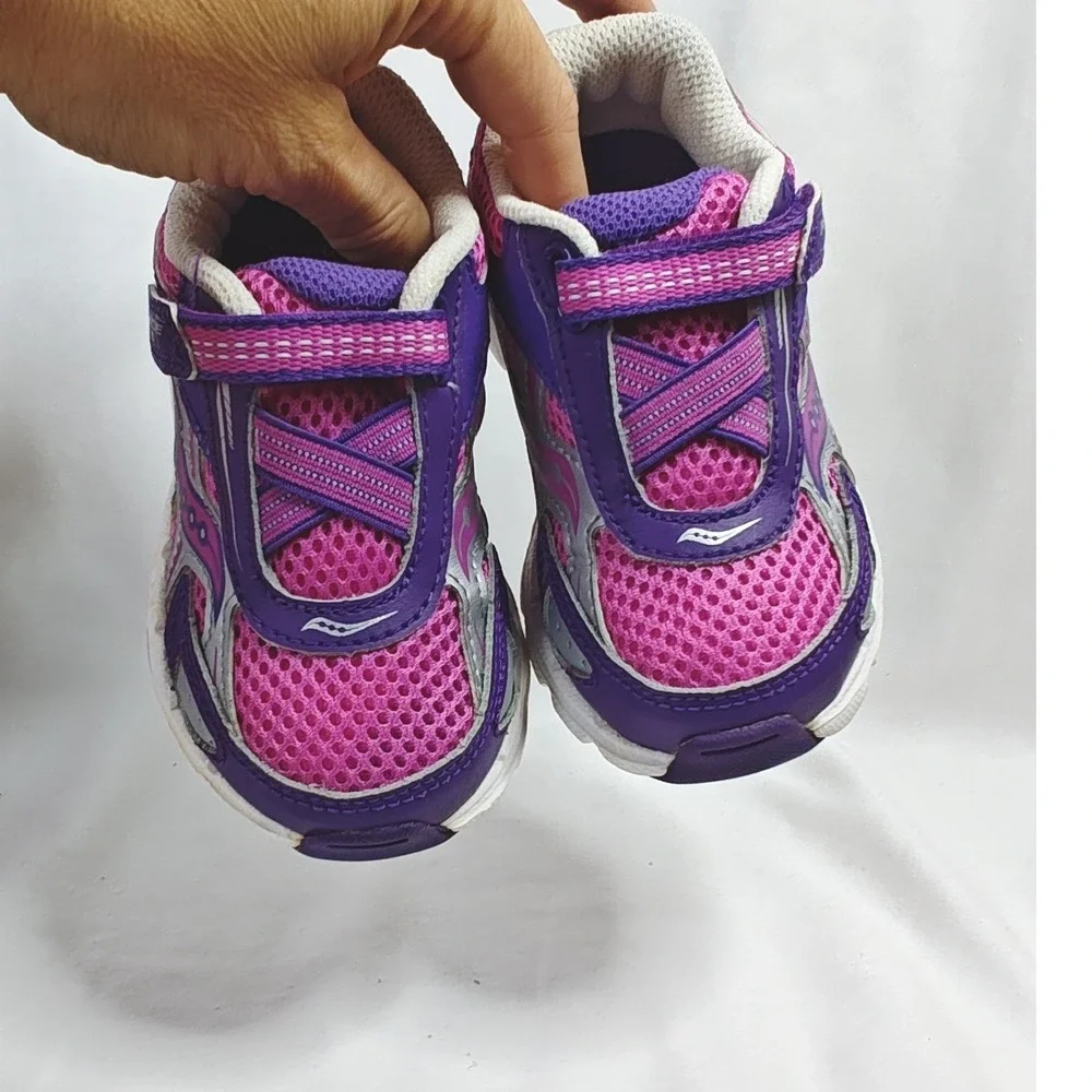 Saucony Baby Ride 6 Running Shoe Purple Magenta pink Silver Toddler 7.5W New